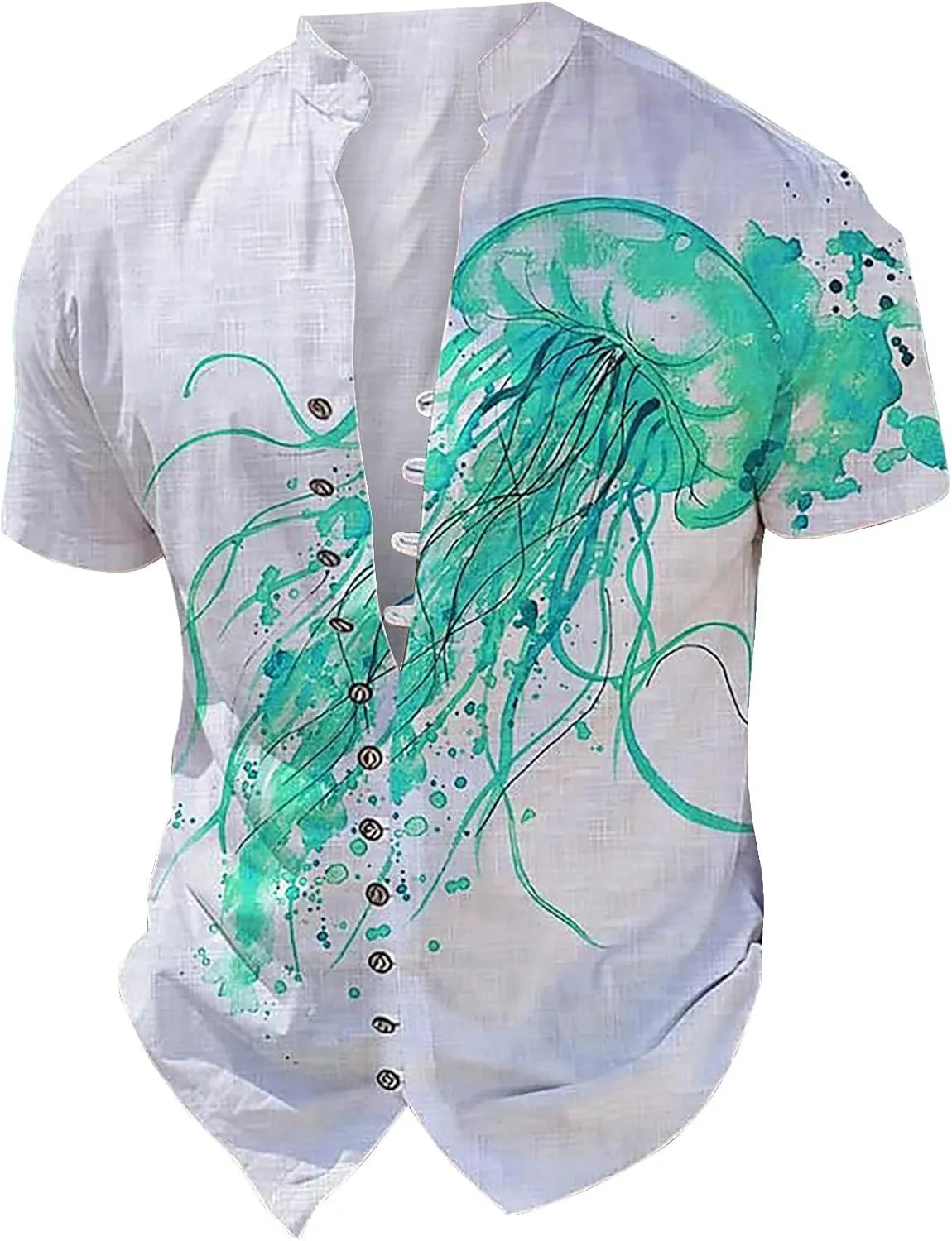 Mens Cuban Guayabera Shirts Casual Button Down Shirt Short Sleeve Summer Beach Shirts Floral Shirt Vacation Hippie Tops