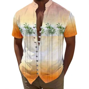 Mens Cuban Guayabera Shirts Casual Button Down Shirt Short Sleeve Summer Beach Shirts Floral Shirt Vacation Hippie Tops