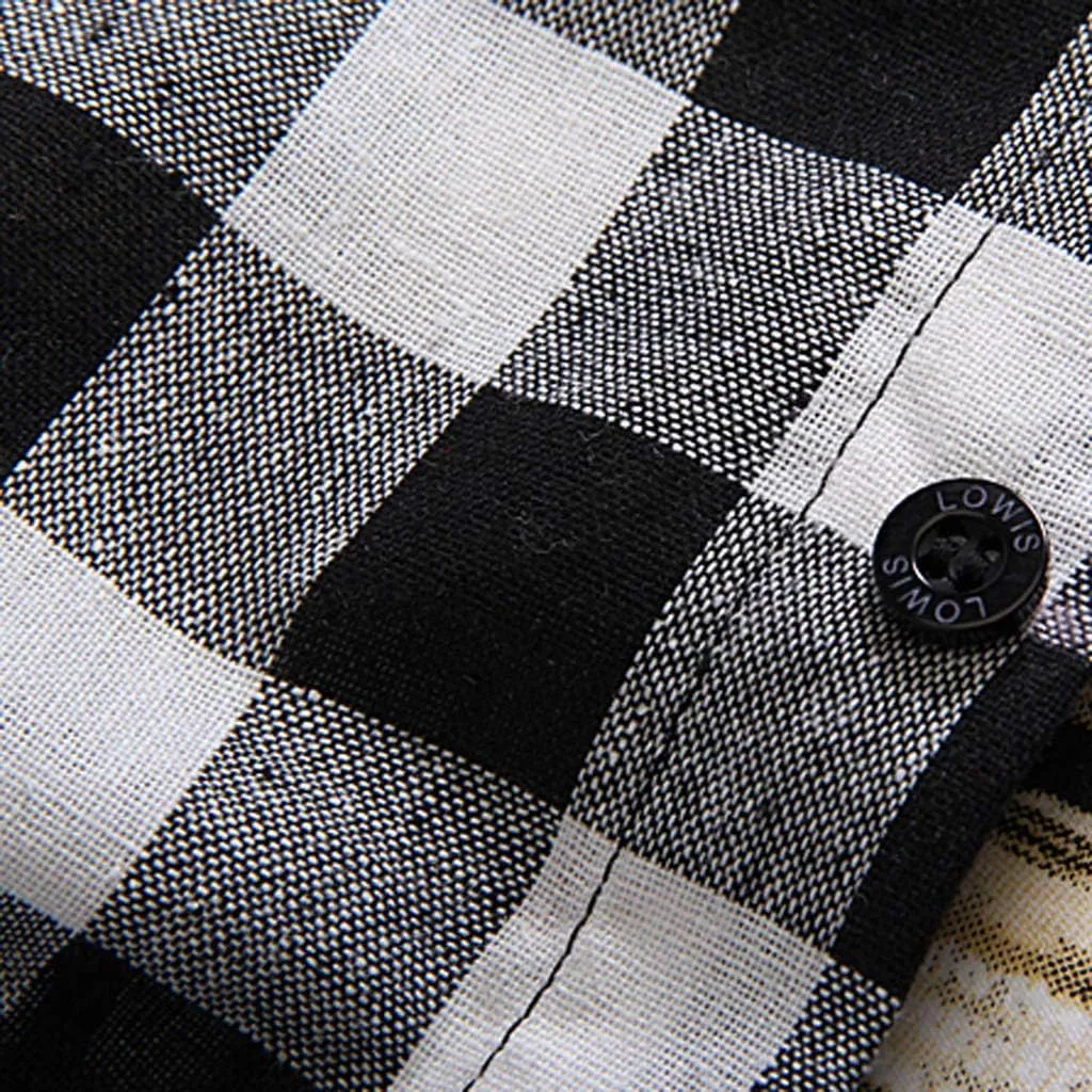 Mens Fashion Short Sleeve Flannel Shirts Slim Fit Causal Button Down Plaid Designer Shirts Camisas de Hombre