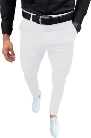 Mens Fashion Slim Fit Dress Pants Casual Business Skinny Stretch Pants Golf Pants