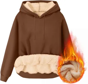 Mens Fleece Hoodie Casual Sherpa Pullover Drawstring Thick Warm Heavy Weight Hooded Sweatshirt Winter Clothes