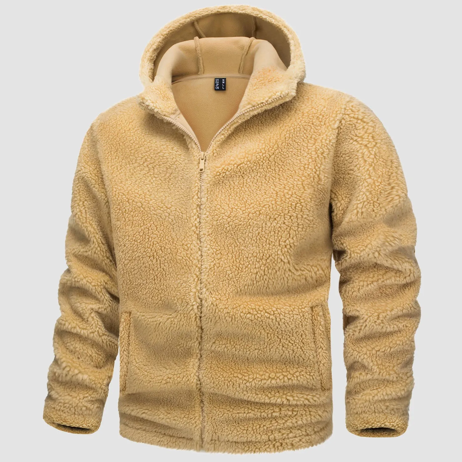 Men's Fleece Hoodie Sherpa Jacket Full Zip  with 4 Pockets