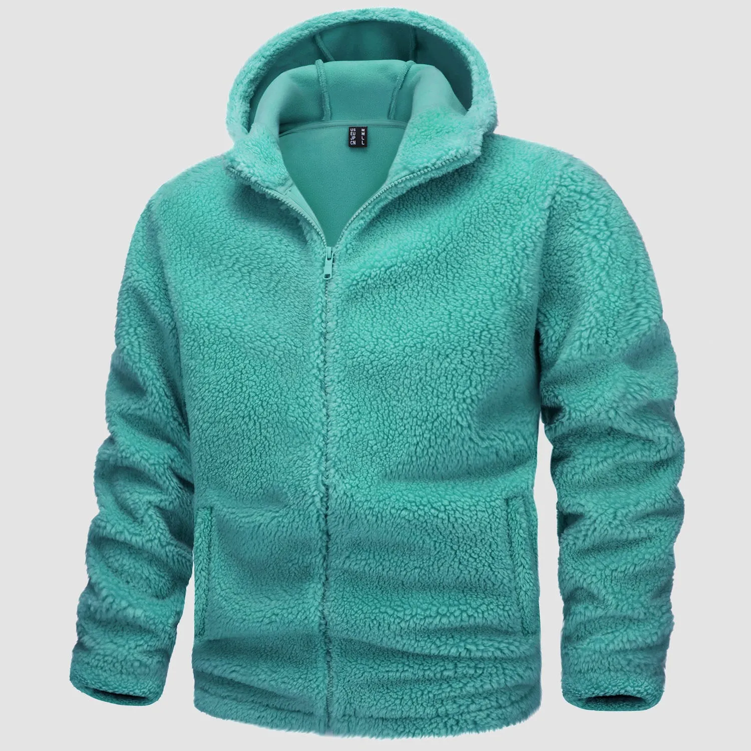 Men's Fleece Hoodie Sherpa Jacket Full Zip  with 4 Pockets