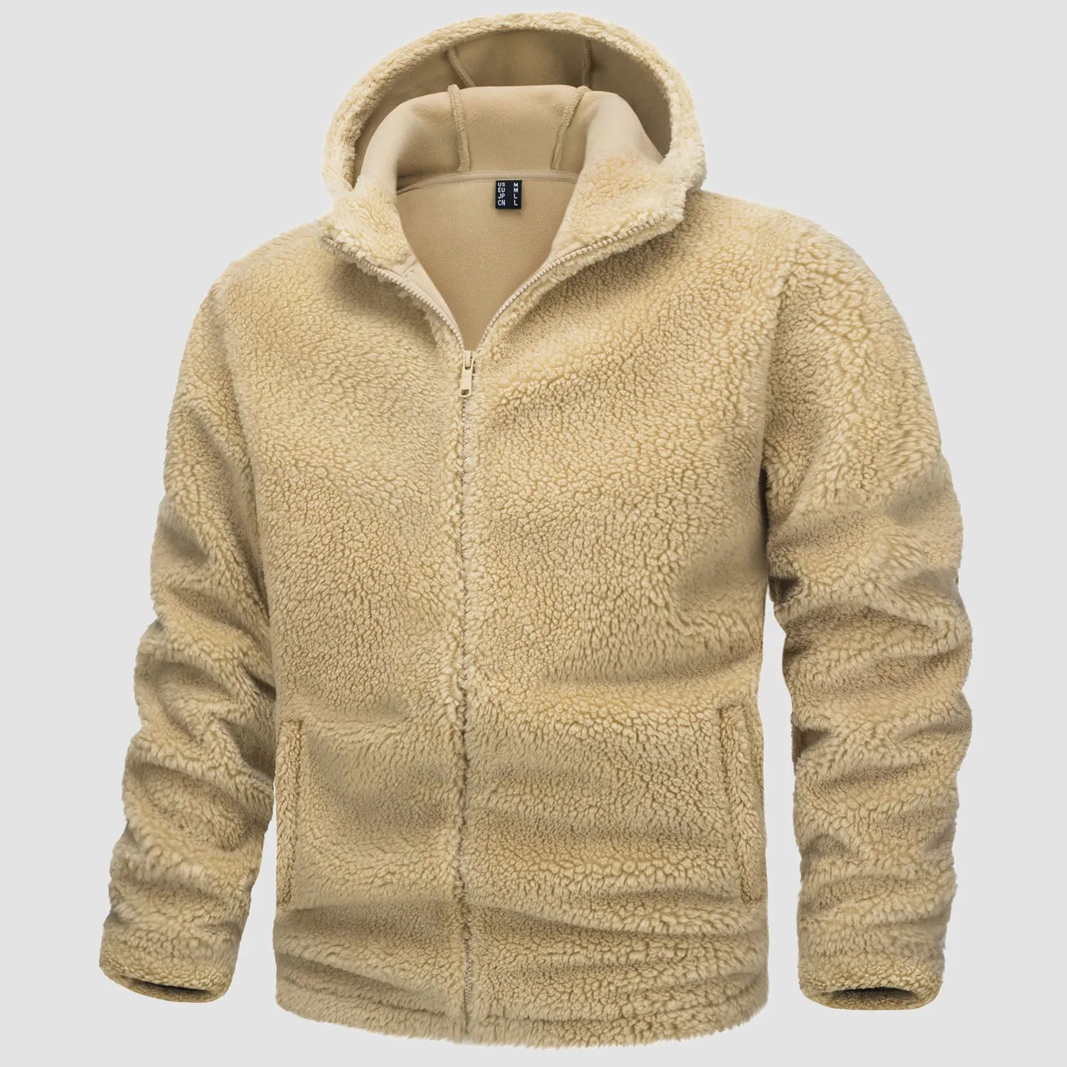 Men's Fleece Hoodie Sherpa Jacket Full Zip  with 4 Pockets