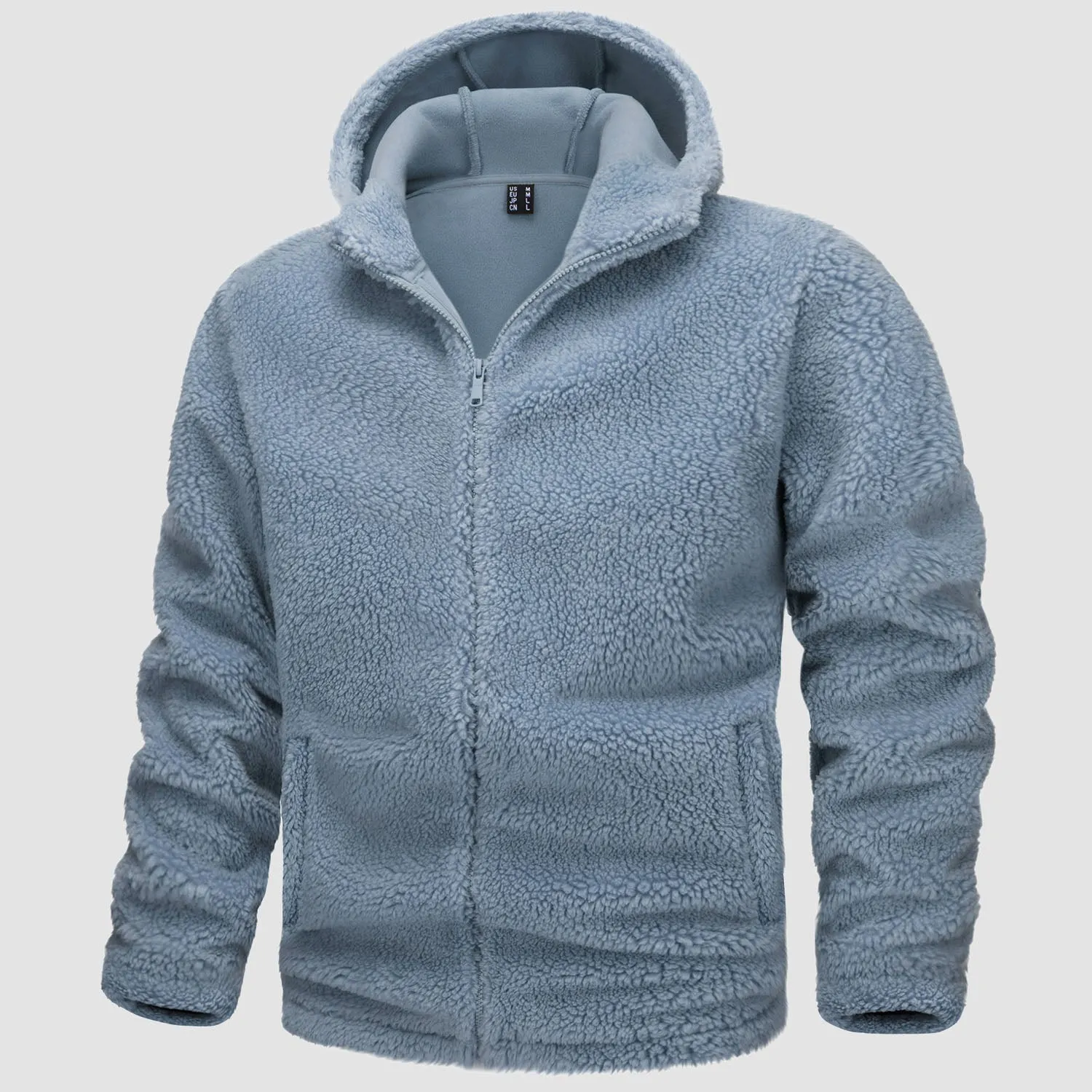 Men's Fleece Hoodie Sherpa Jacket Full Zip  with 4 Pockets
