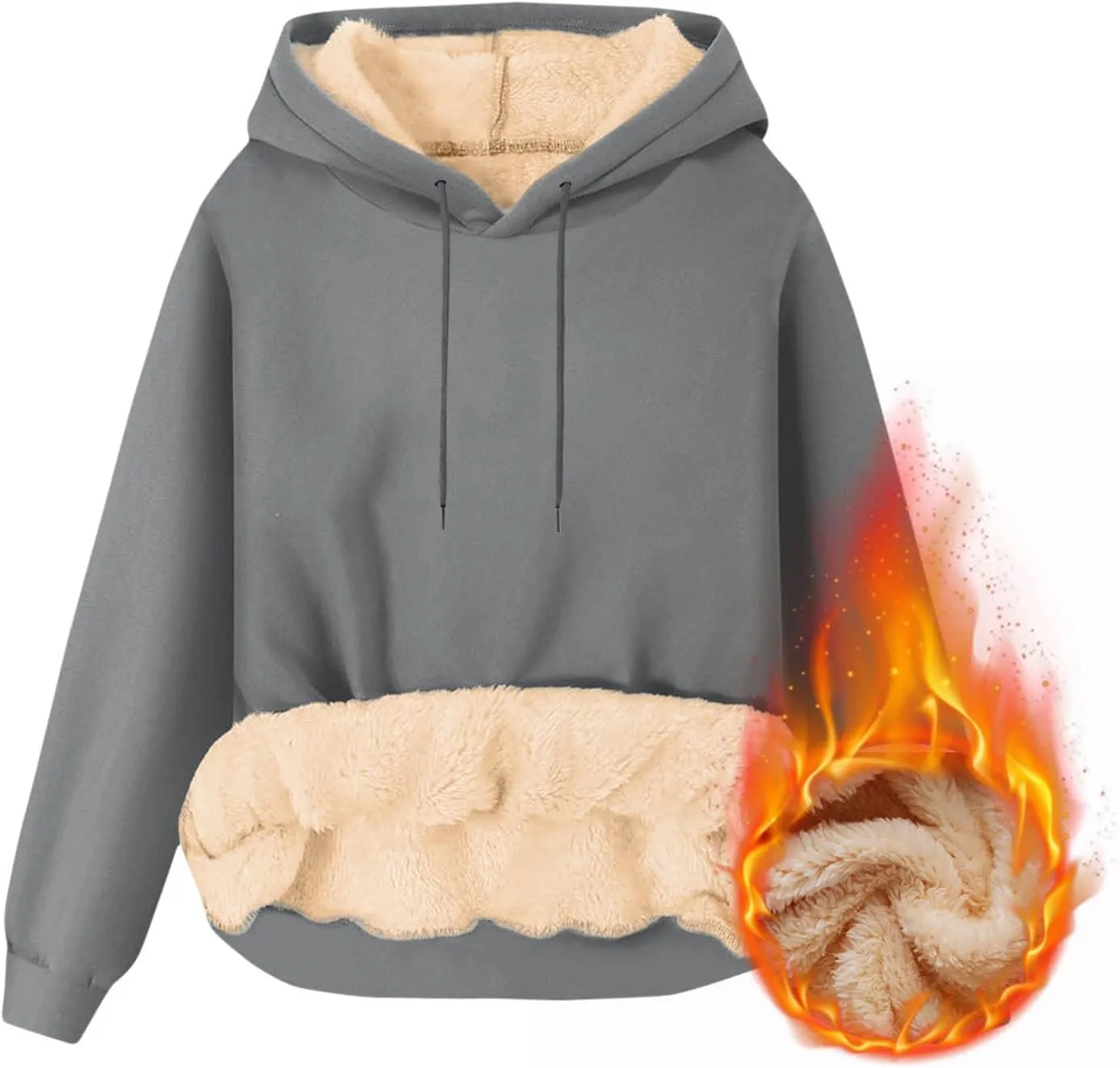 Mens Fleece Pullover Fleece Lined Heavy Weight Hoodie Heavy Duty Winter Hooded Sweatshirt Thermal Warm Sweatshirts