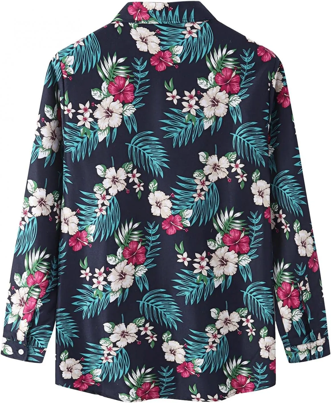 Mens Floral Hawaiian Shirts Long Sleeve Button Down Summer Beach Shirts Loose fit Comfy Holiday Print Shirts