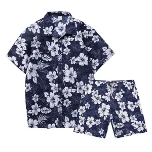 Men's Flower Casual Button Down Short Sleeve Hawaiian Shirt Suits