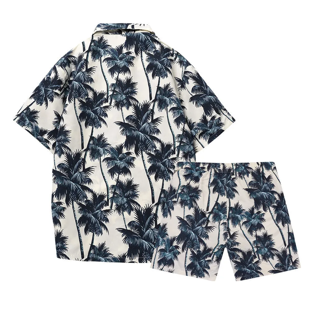 Men's Flower Casual Button Down Short Sleeve Hawaiian Shirt Suits