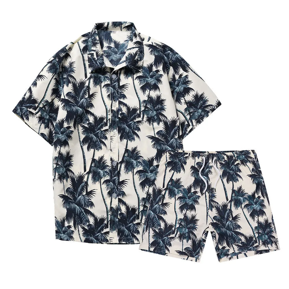 Men's Flower Casual Button Down Short Sleeve Hawaiian Shirt Suits