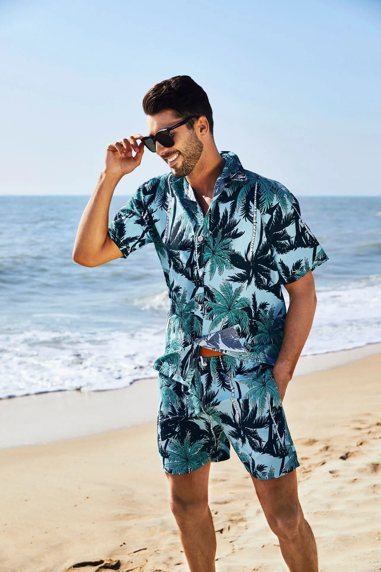 Men's Flower Casual Button Down Short Sleeve Hawaiian Shirt Suits