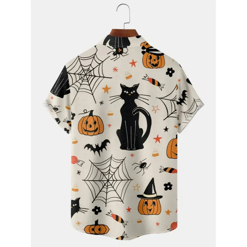 Men's Halloween Print Hawaiian Shirts