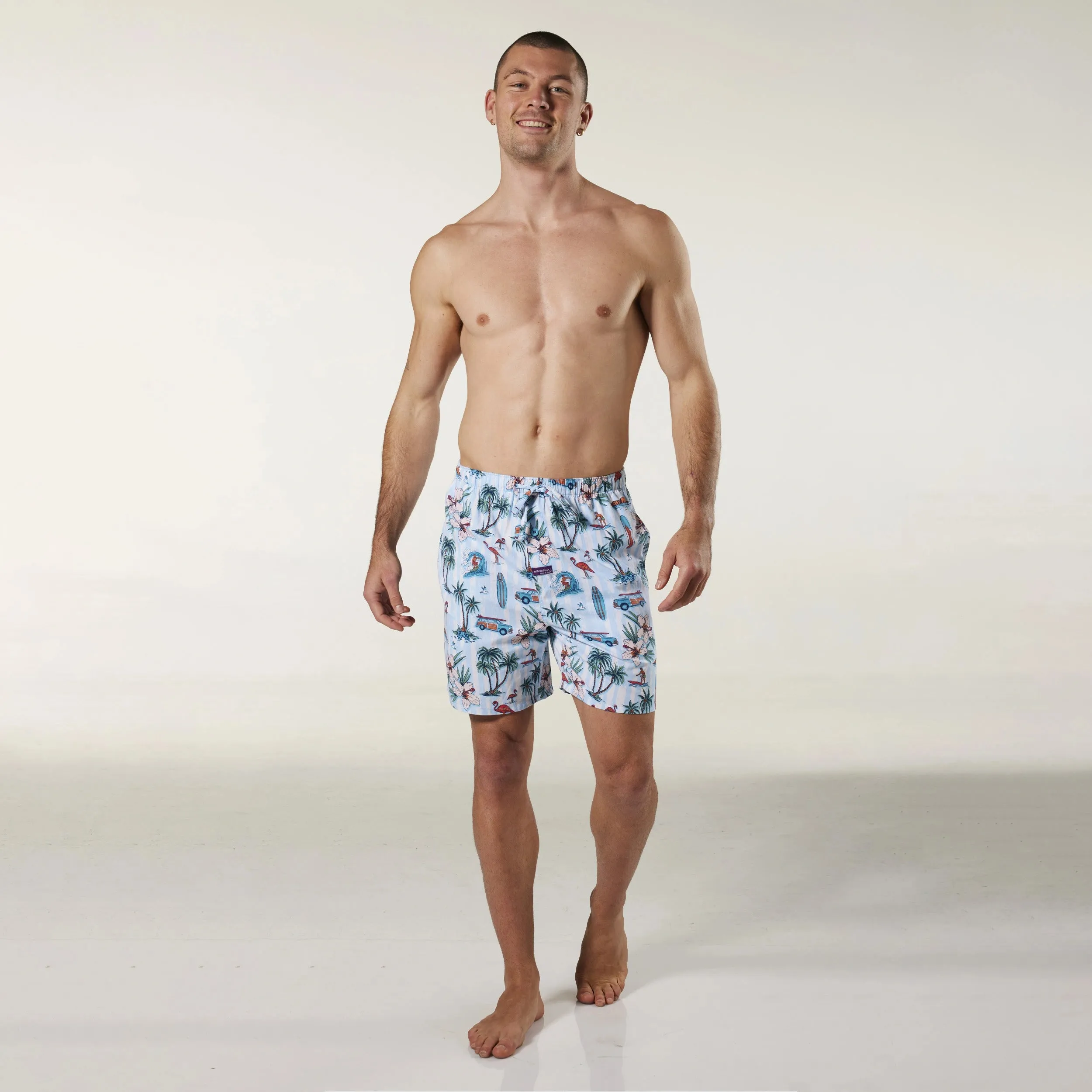 Men's Hawaiian Charm Cotton Sleep Shorts 2 Pack - Blue & Navy