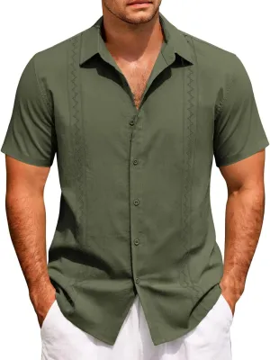 Men's Hawaiian Floral Shirts Cotton Linen Button Down Tropical T-Shirts Fashion Holiday Beach Summer Vacation Tops