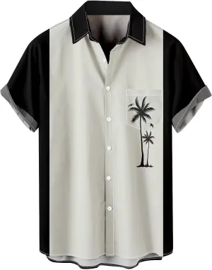Men's Hawaiian Shirt Short Sleeves Button Down Shirts Casual Summer Beach Tropical Printed Palm Holiday Shirts