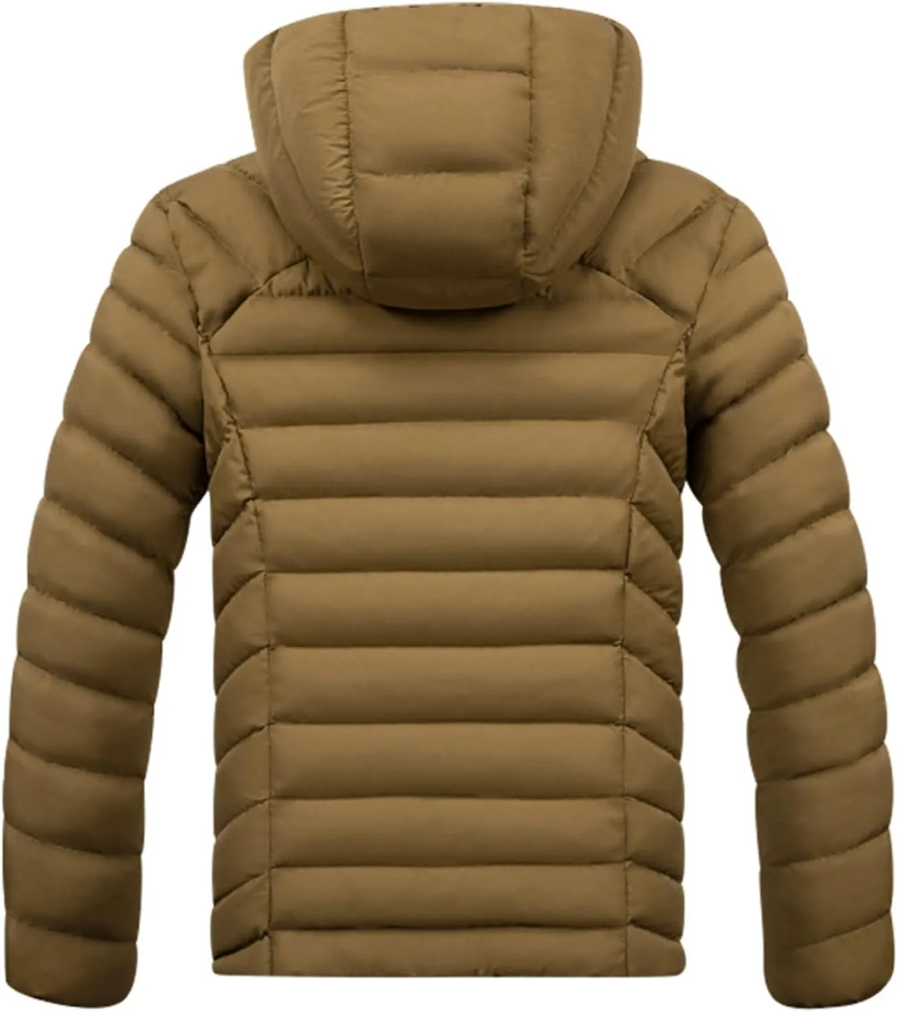 Mens Hooded Quilted Puffer Jacket Zip Up Padded Insulated Down Jacket Lightweight Puffer Coats Winter Snow Jackets Outerwear