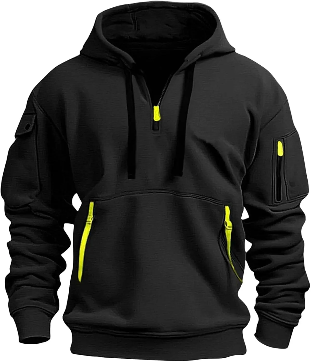Men'S Hoodie Tactical Quarter Zip Pullover Oversized Sweatshirt Design Long Sleeve Streetwear Hoodies With Pockets