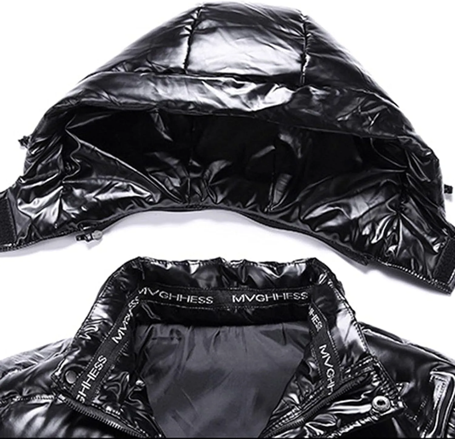 Mens Insulated Puffer Jacket Zip Up Padded Quilted Down Jacket with Removable Hood Thermal Windproof Winter Jackets Outerwear