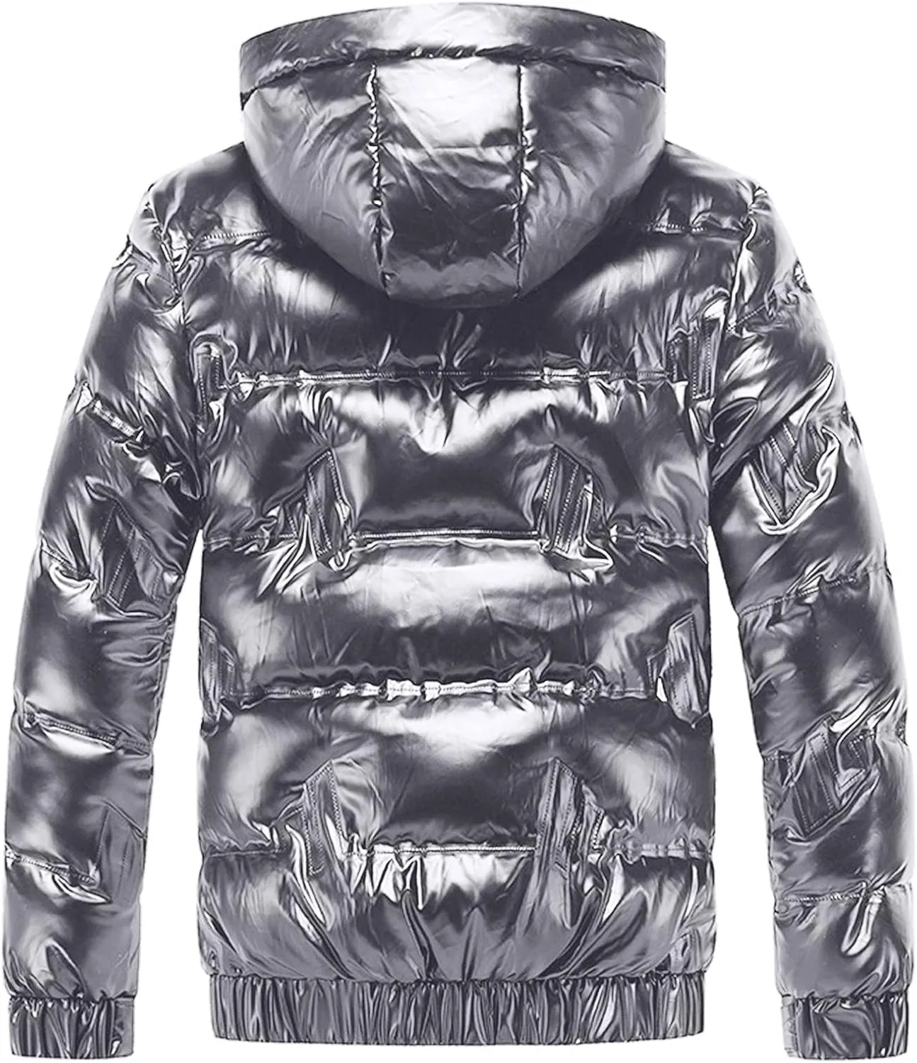 Mens Insulated Puffer Jacket Zip Up Padded Quilted Down Jacket with Removable Hood Thermal Windproof Winter Jackets Outerwear