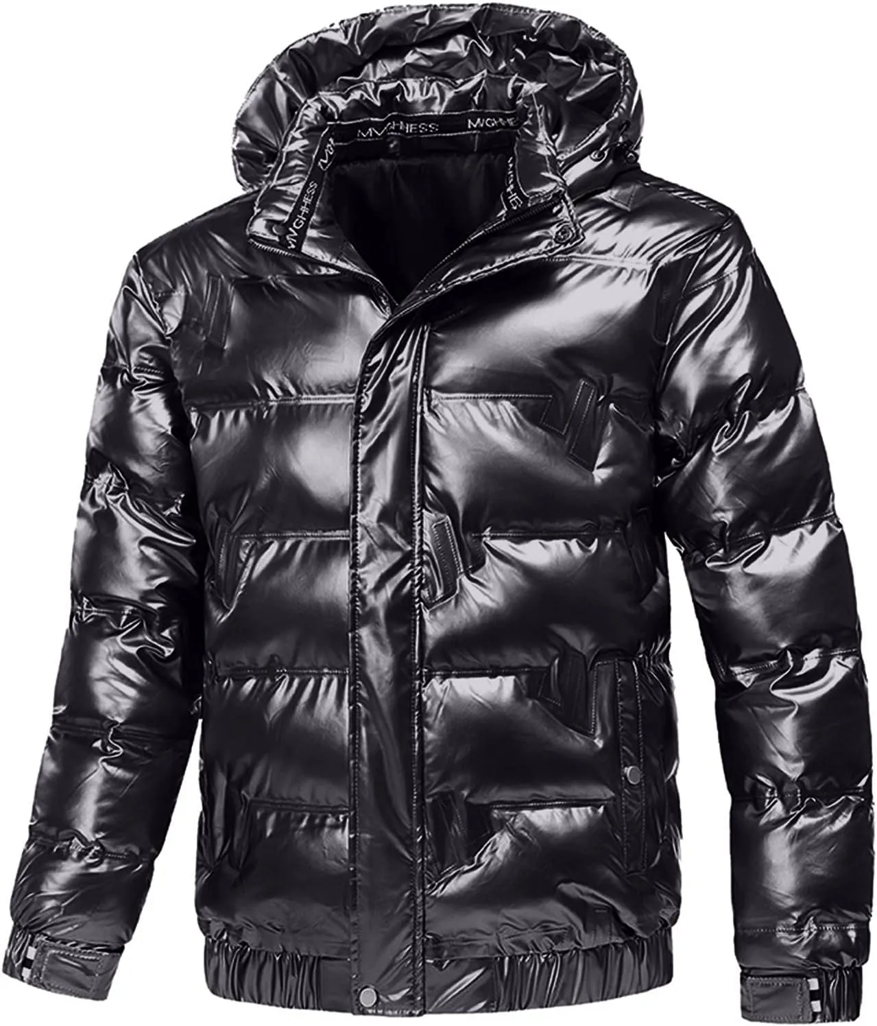 Mens Insulated Puffer Jacket Zip Up Padded Quilted Down Jacket with Removable Hood Thermal Windproof Winter Jackets Outerwear
