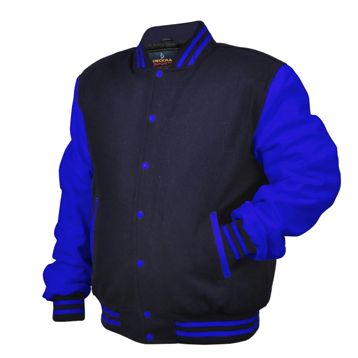 Mens Jacket Wool Leather Navy Blue/Blue