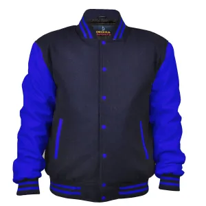 Mens Jacket Wool Leather Navy Blue/Blue
