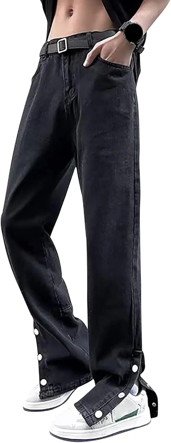 Men's Jeans Comfort Stretch Denim Straight Leg Relaxed Fit Jeans for Men Girl Jelly Sandal (04-Black, XXL)