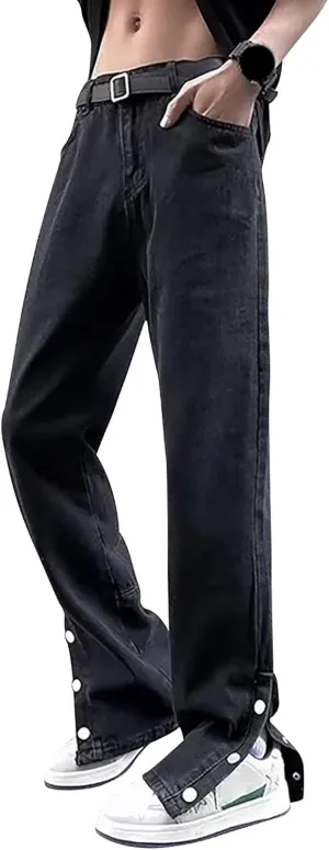 Men's Jeans Comfort Stretch Denim Straight Leg Relaxed Fit Jeans for Men Girl Jelly Sandal (04-Black, XXL)
