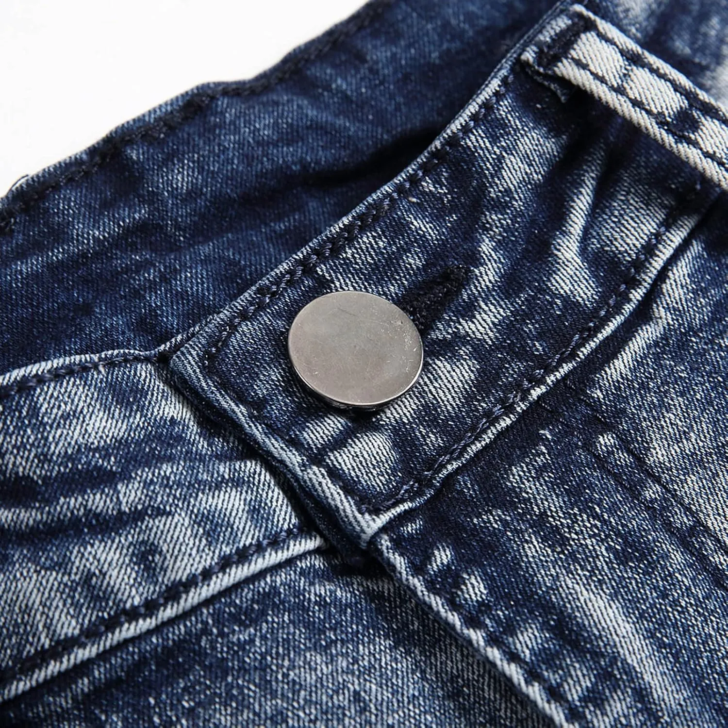 Mens Jeans Solid Regular Fit Mid Rise Straight Leg Elastic Waist Casual Trousers Work Denim Pants