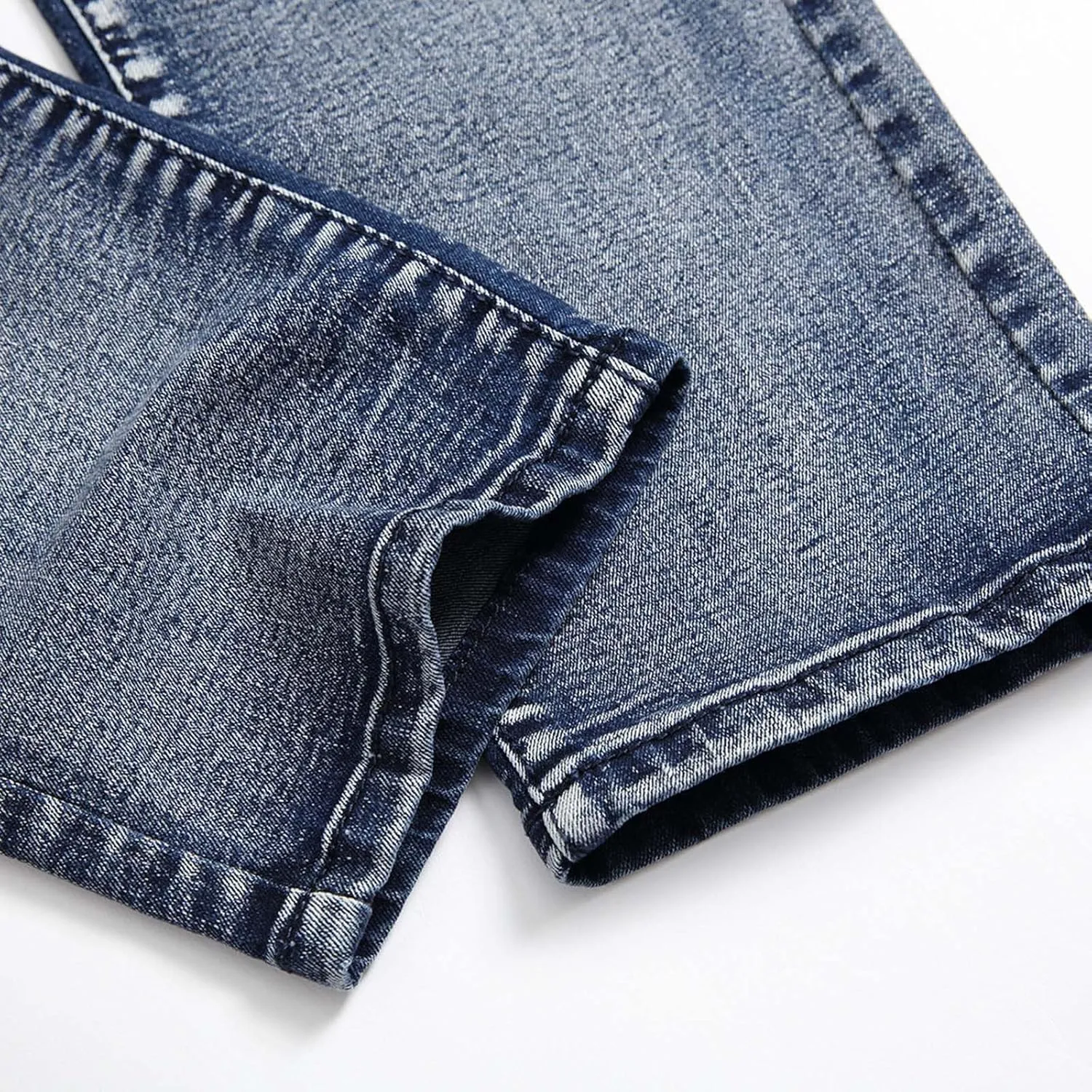 Mens Jeans Solid Regular Fit Mid Rise Straight Leg Elastic Waist Casual Trousers Work Denim Pants