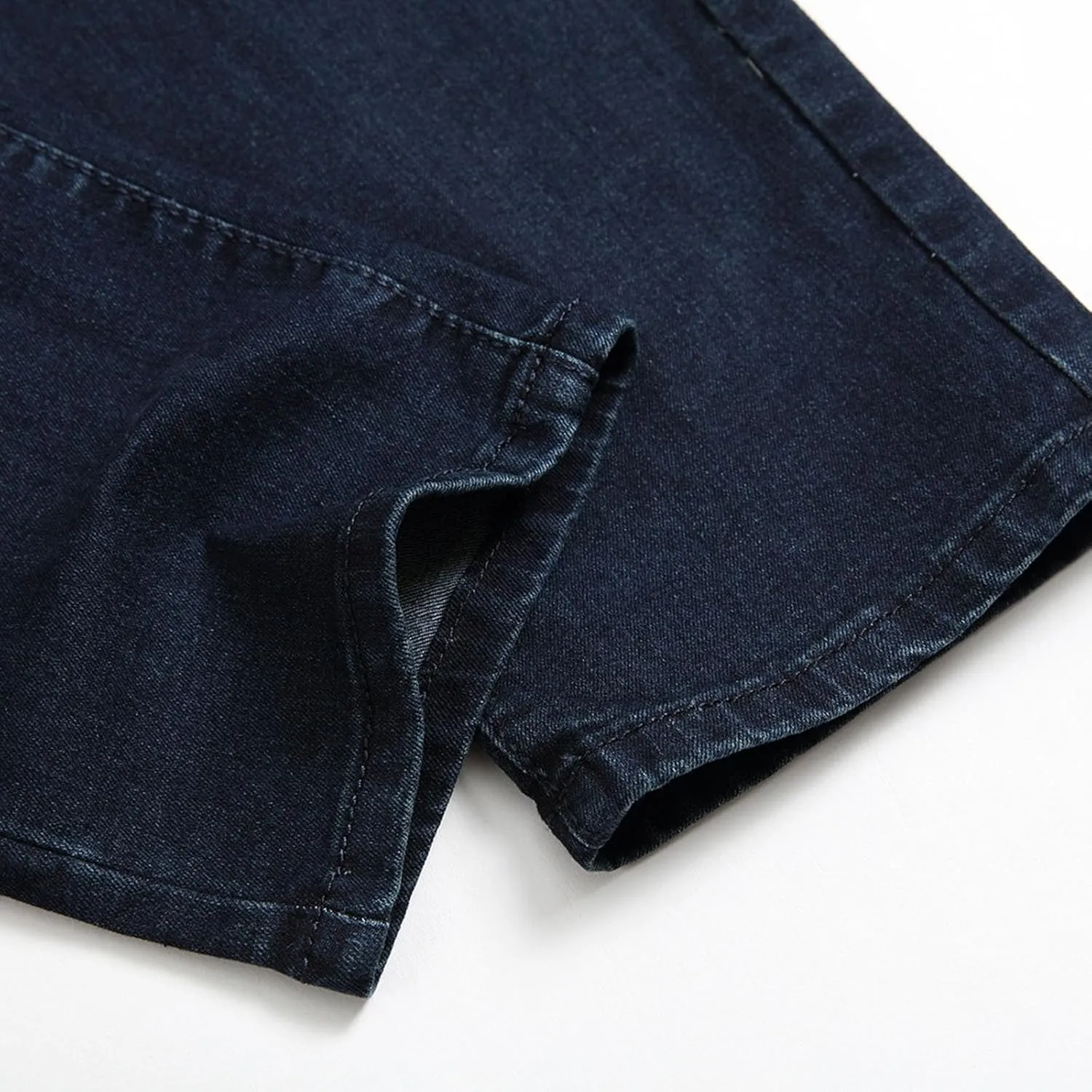Mens Jeans Solid Regular Fit Mid Rise Straight Leg Elastic Waist Casual Trousers Work Denim Pants