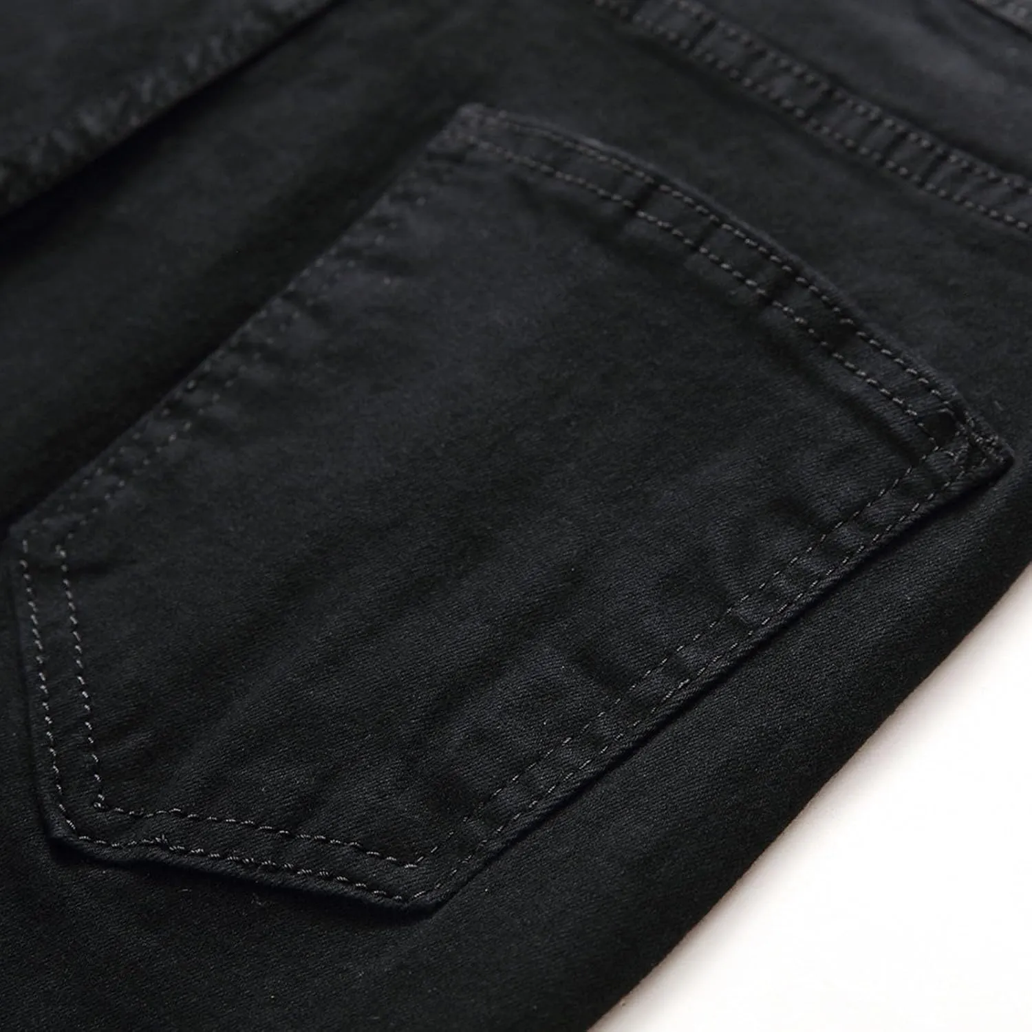 Mens Jeans Solid Regular Fit Mid Rise Straight Leg Elastic Waist Casual Trousers Work Denim Pants