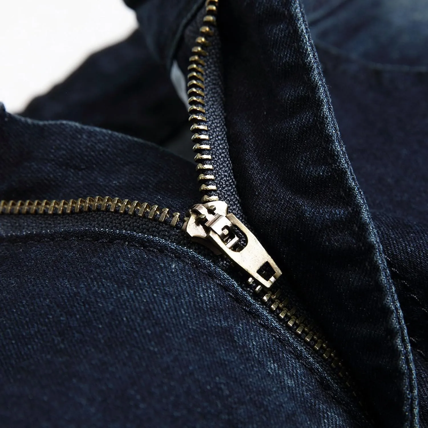 Mens Jeans Solid Regular Fit Mid Rise Straight Leg Elastic Waist Casual Trousers Work Denim Pants