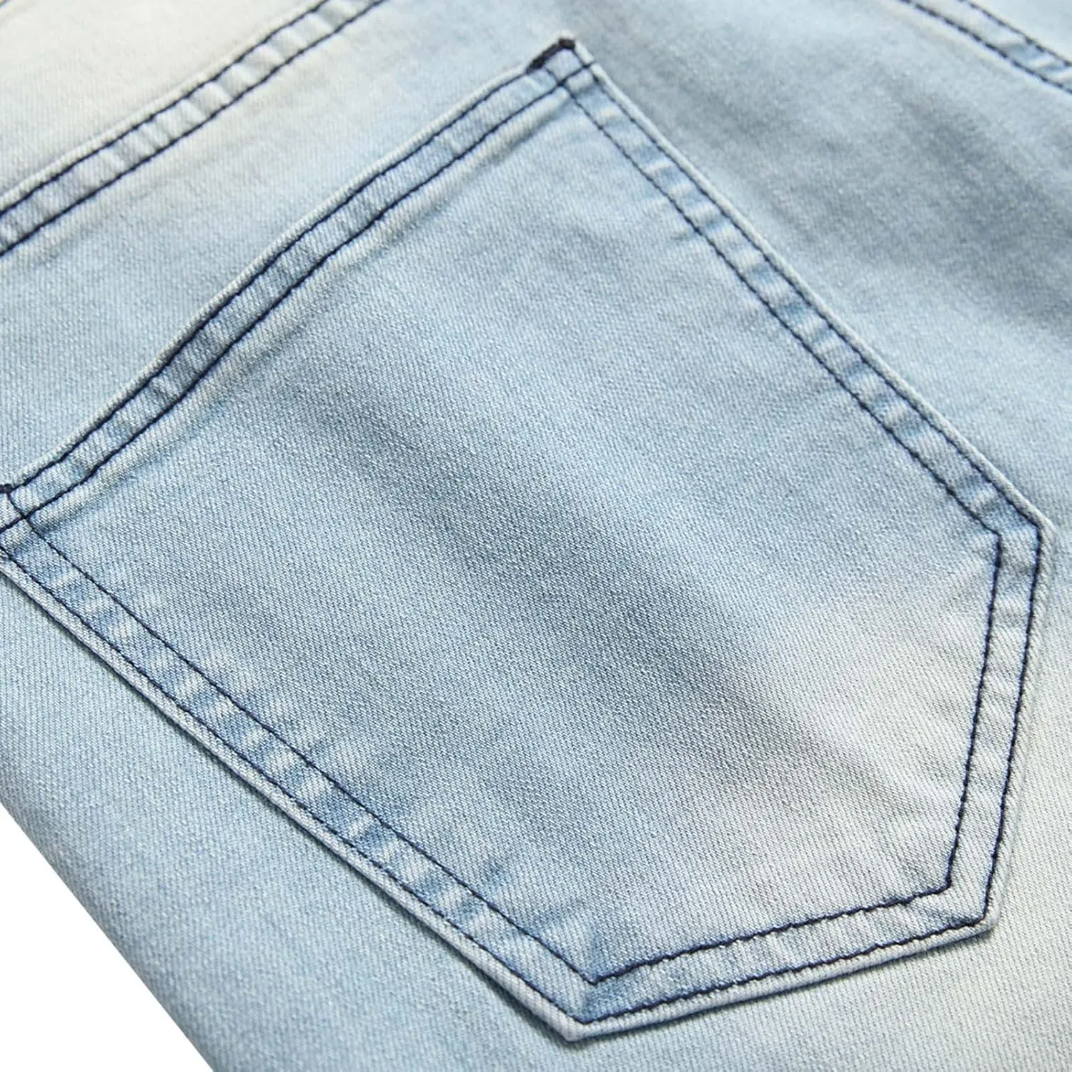 Mens Jeans Solid Regular Fit Mid Rise Straight Leg Elastic Waist Casual Trousers Work Denim Pants