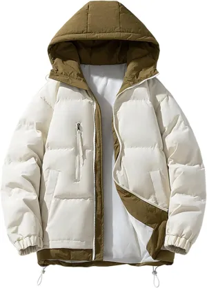 Mens Lightweight Puffer Jacket Hooded Zip Up Insulated Thermal Down Coat Puffy Winter Jackets Outerwear with Pockets