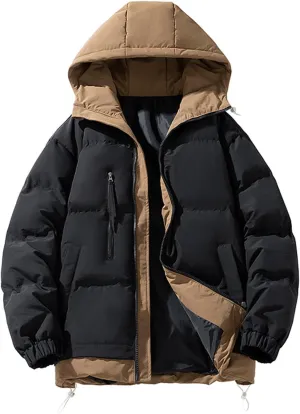Mens Lightweight Puffer Jacket Hooded Zip Up Insulated Thermal Down Coat Puffy Winter Jackets Outerwear with Pockets