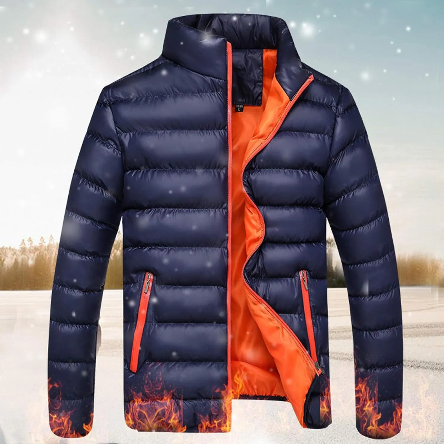 Mens Lightweight Puffer Jacket Packable Winter Warm Down Coat Quilted Insulated Puffy Jackets Outerwear with Pockets