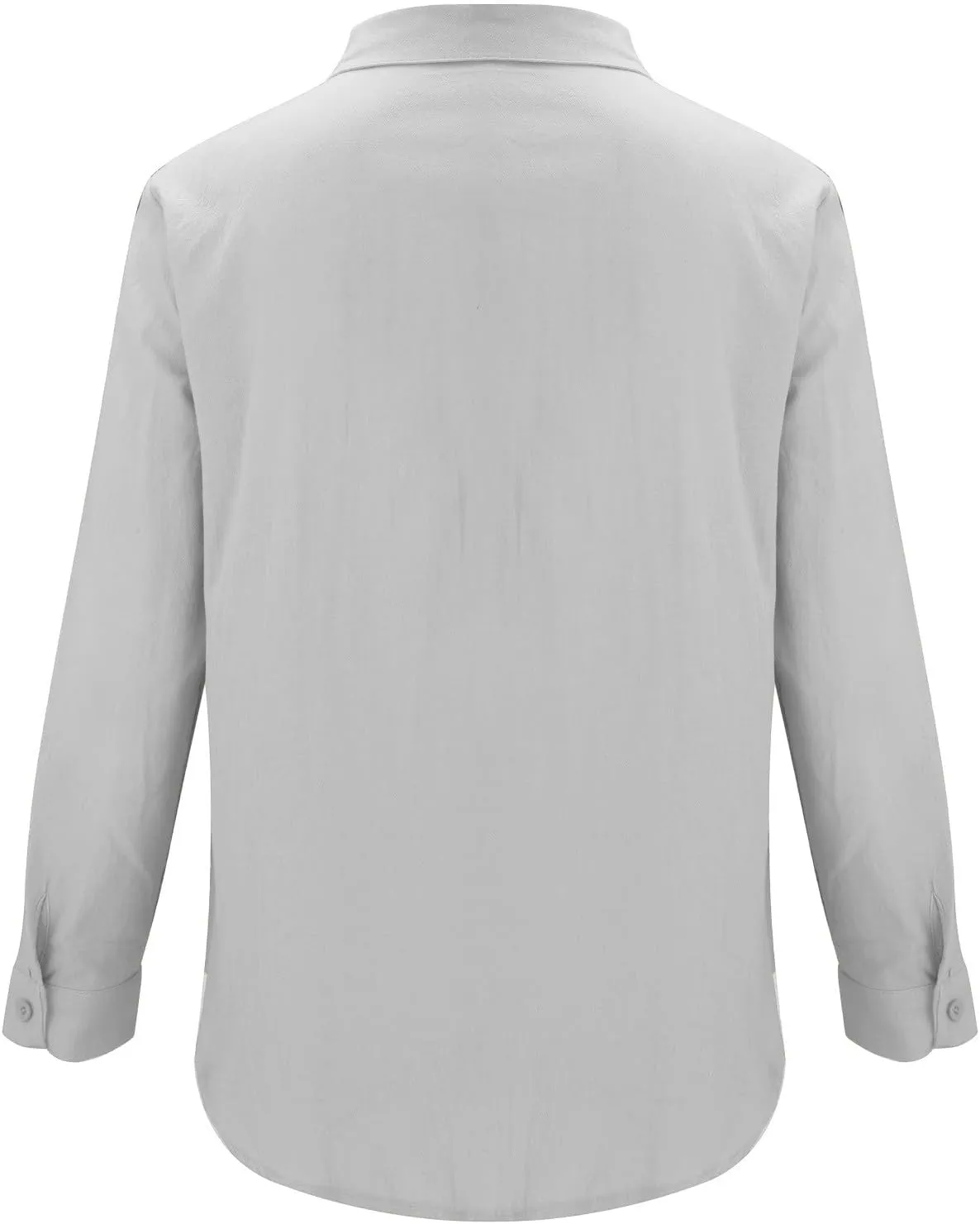 Mens Linen Shirt Long Sleeve Casual Lightweight Button Down Shirts Vacation Beach Summer Shirts with Pocket