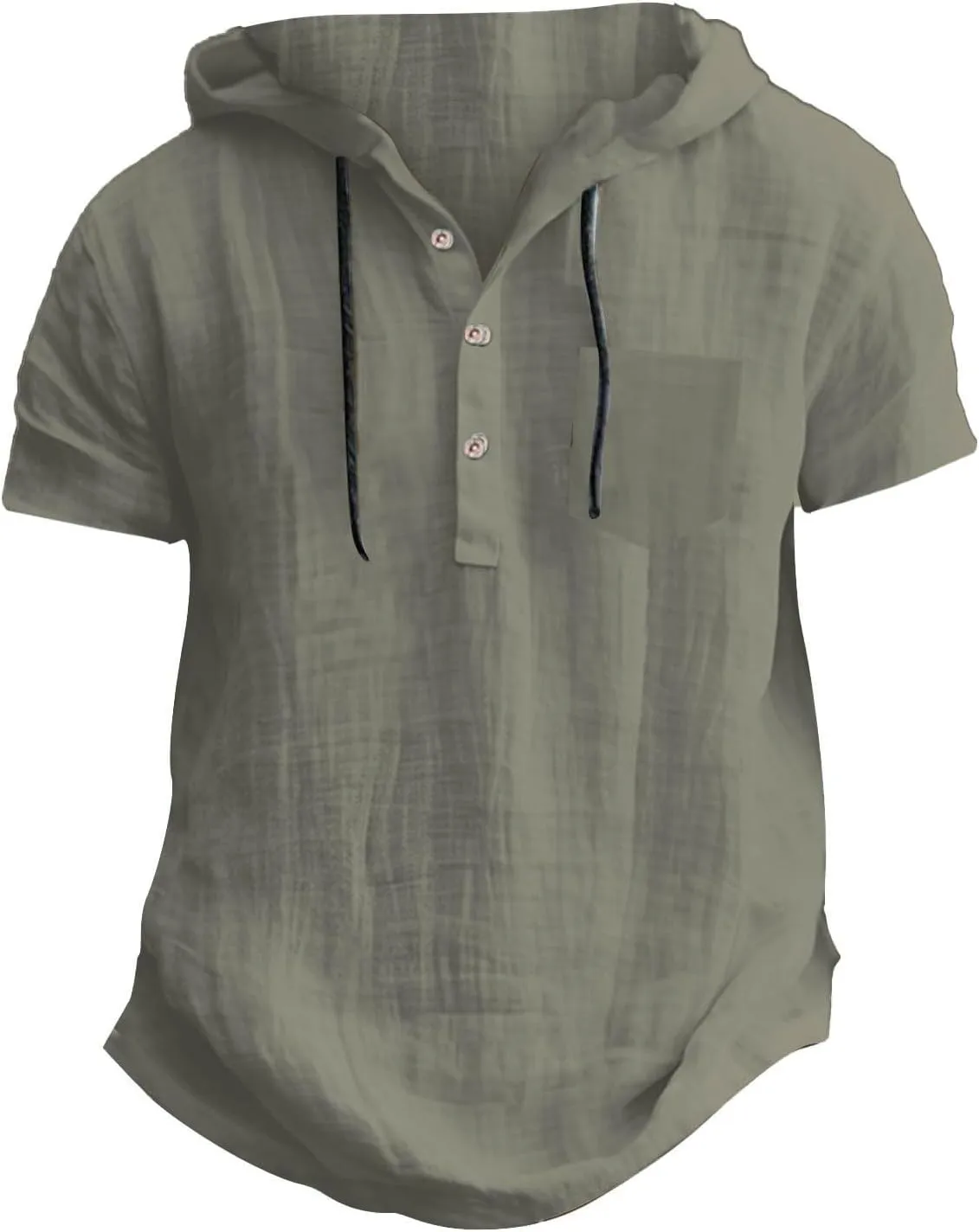 Mens Linen Shirts with Hooded Short Sleeve Cotton Hoodies T-Shirts Casual Summer Beach Yoga Plain Party Wedding Tops