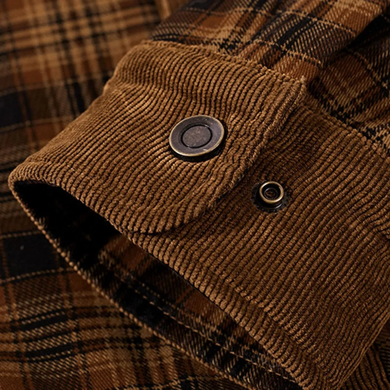 Mens Long Sleeve Berber Fleece Lined Button Down Camp Flannel Shirts Brushed Cotton Thermal Sherpa Plaid Jackets