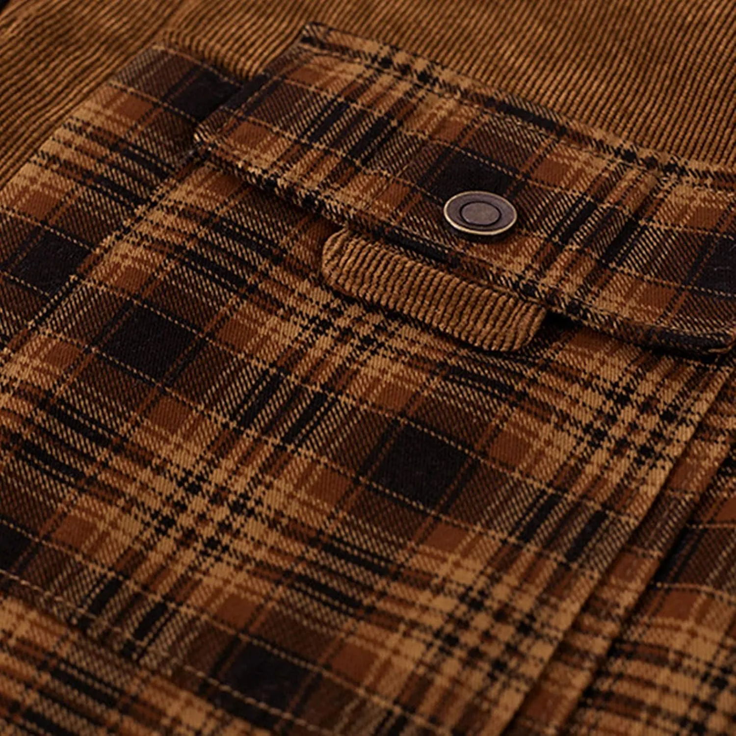 Mens Long Sleeve Berber Fleece Lined Button Down Camp Flannel Shirts Brushed Cotton Thermal Sherpa Plaid Jackets