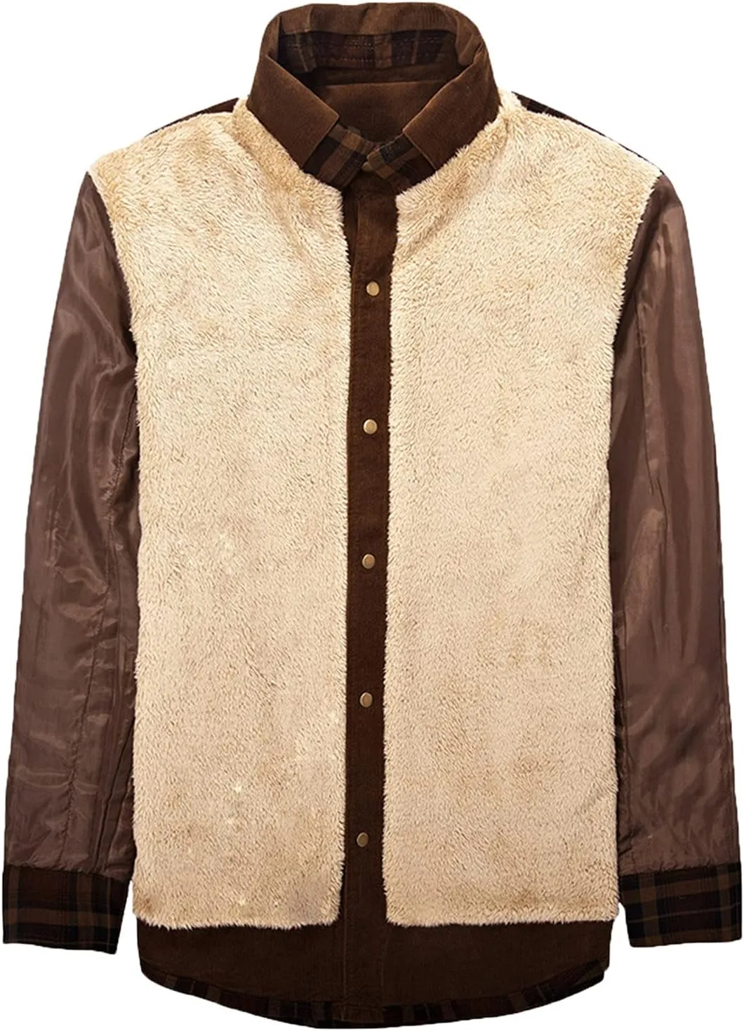 Mens Long Sleeve Berber Fleece Lined Button Down Camp Flannel Shirts Brushed Cotton Thermal Sherpa Plaid Jackets