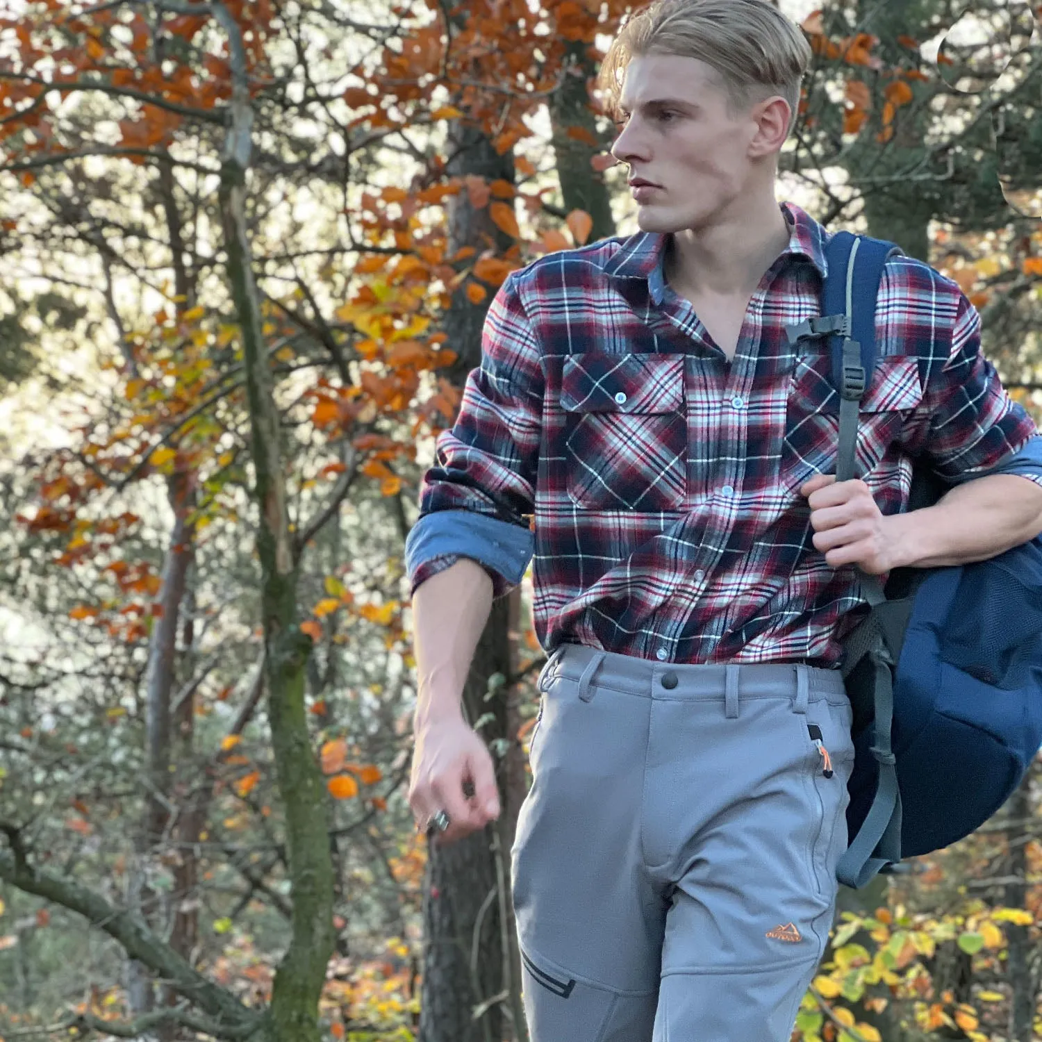 Men's Long Sleeve Cotton Flannel Shirt - Casual Plaid Button-Up