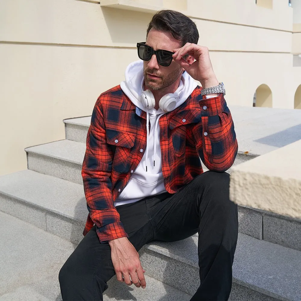 Men's Long Sleeve Cotton Flannel Shirt - Casual Plaid Button-Up