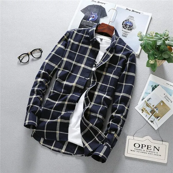 Mens Long Sleeve Shirt Solid Oxford Dress  with Left Chest Pocket High-quality Male Casual Regular-fit Tops Button Down Shirts