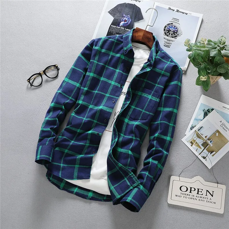 Mens Long Sleeve Shirt Solid Oxford Dress  with Left Chest Pocket High-quality Male Casual Regular-fit Tops Button Down Shirts