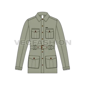 Mens Military Green Field Jacket Template