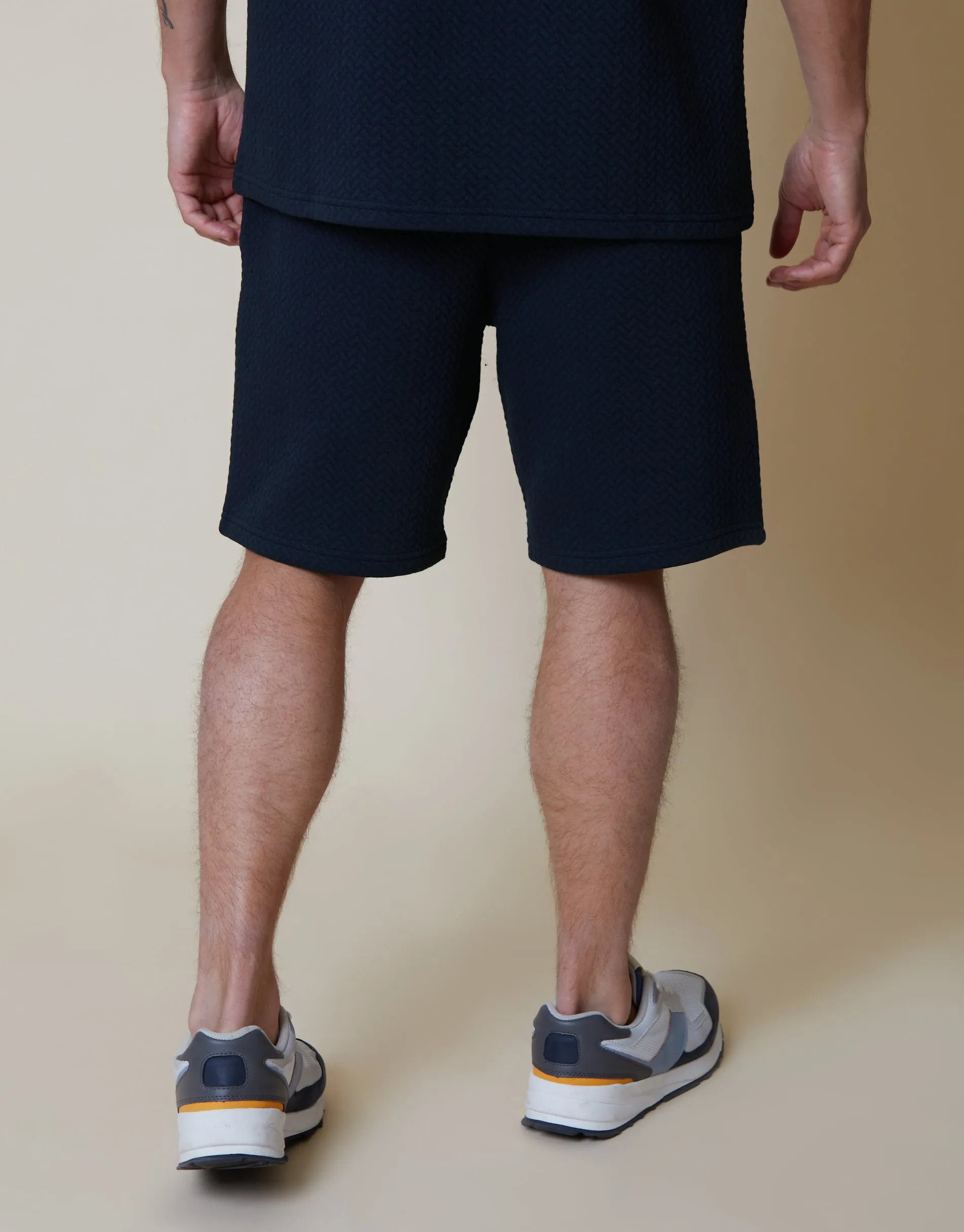 Men's Navy Textured Sweat Shorts