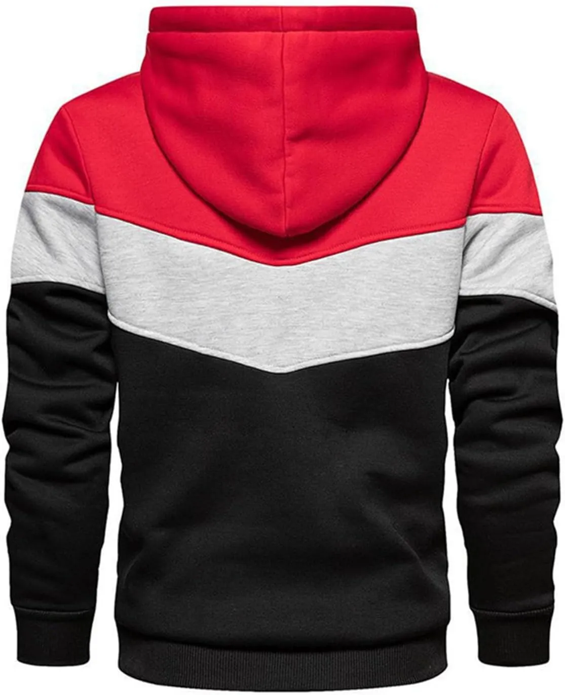 Men's Novelty Color Block Pullover Fleece Hoodie Long Sleeve Casual Lightweight Sweatshirt with Kangaroo Pocket