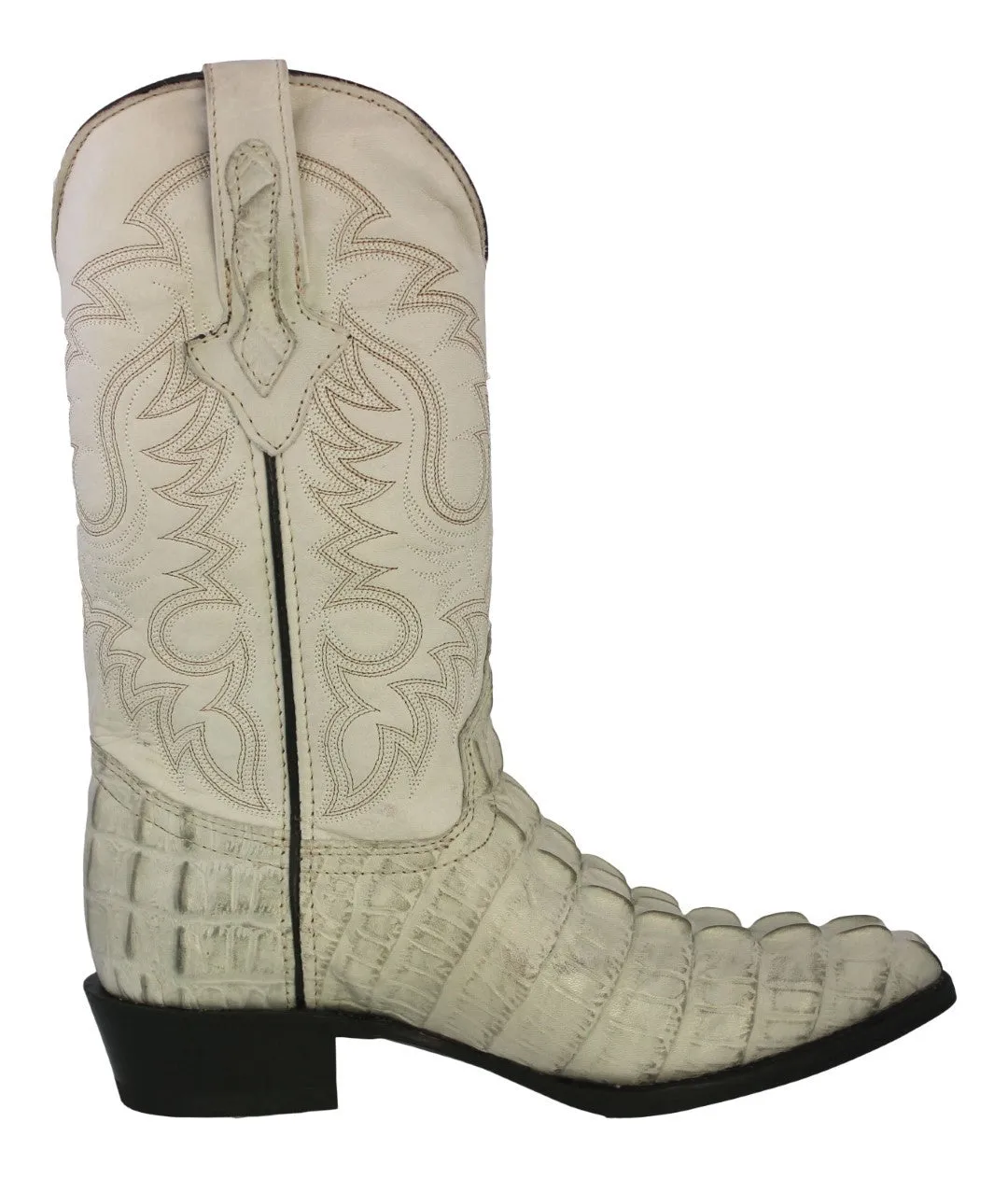 Mens Off White Alligator Tail Print Leather Cowboy Boots J Toe